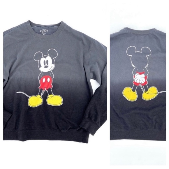 Disney Mickey Mouse Black Gray Ombre Front and Rear View Sweatshirt size XL - Picture 1 of 5